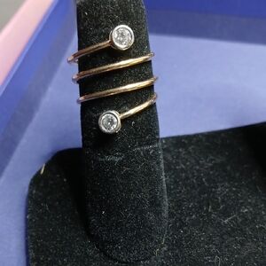 Elegant Golden Triple Band Ring with Crystals/CZs ??